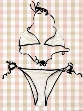 Y2K Zara white and black triangle bikini set!!